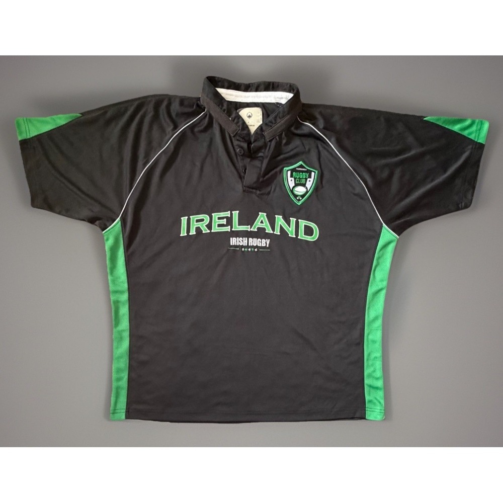 Croker Ireland Irish Rugby Tournament Short Sleeve Jersey Black Green XXL JBHS